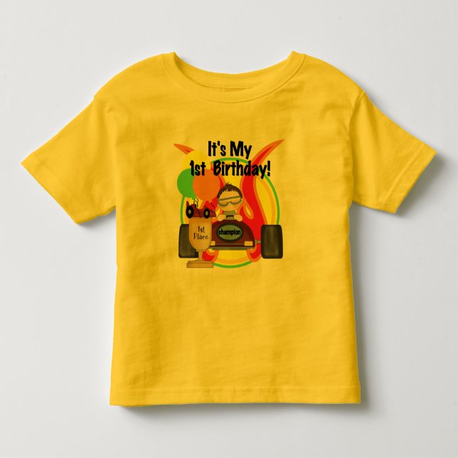Voiture de course 1er Anniversaire Tshirts et cade (Devant)