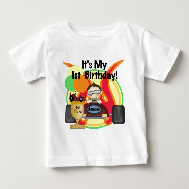 Voiture de course 1er Anniversaire Tshirts et cade (Devant)
