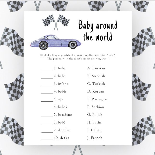 Voiture de course - Baby autour du monde jeu (Créateur téléchargé)