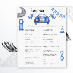 Voiture de course baby shower Baby Trivia Jeu