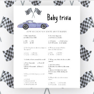 Voiture de course baby shower Baby Trivia Jeu