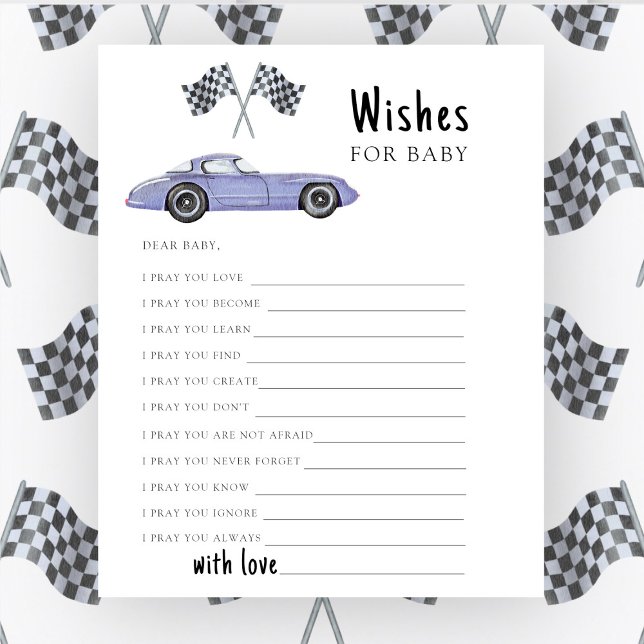 Voiture de course baby shower Prières pour bébé (Créateur téléchargé)