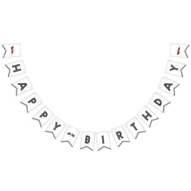 Voiture de course Bannière d'anniversaire heureux (Tout)