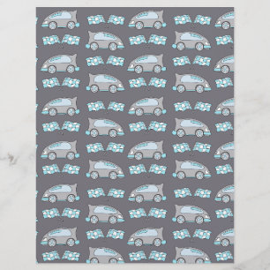 Voiture de course et drapeau bleu gris papier à re