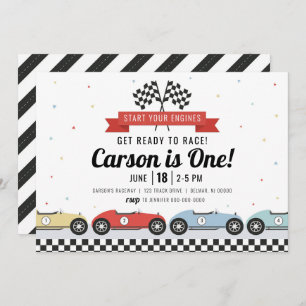 Voiture de course Invitation Anniversaire