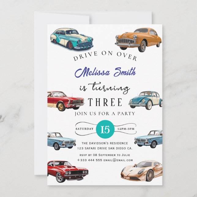 Voiture de course Invitation Anniversaire (Devant)
