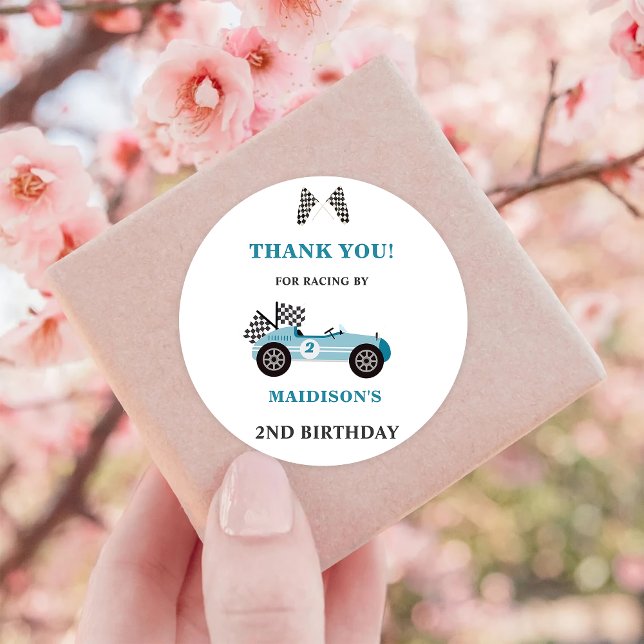Voiture de course Sticker Classic Round Party (Créateur téléchargé)