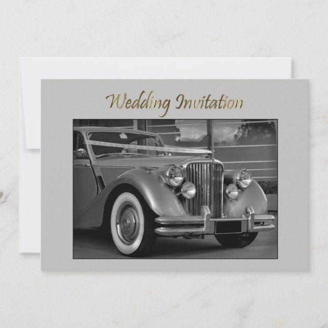 VOITURE DE MARIÉE JAGUAR Invitation de mariage (Devant)