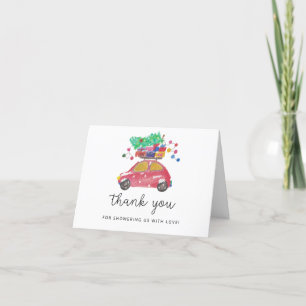 Voiture de Noël - baby shower merci