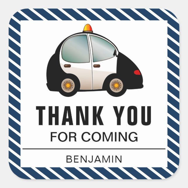 Voiture de police Anniversaire Fête Faveur Sticker (Devant)