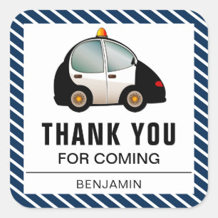 Voiture de police Anniversaire Fête Faveur Sticker