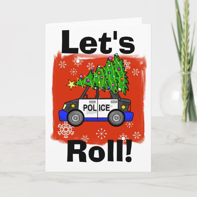 Voiture de police avec la carte d'arbre de Noël Cu (Devant)