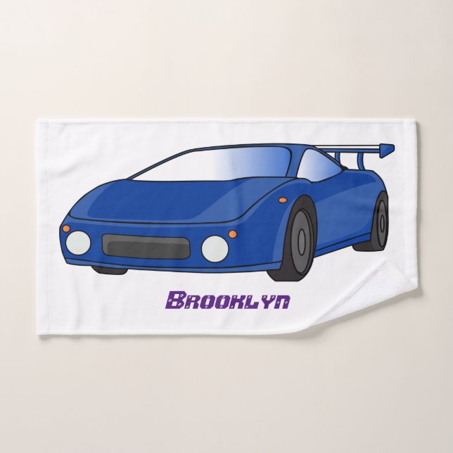 Voiture de sport bleue avec illustration d'aile aé (Serviette à main)