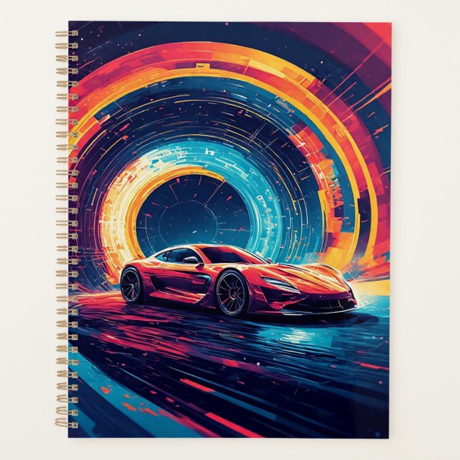 Voiture de sport vibrante dans un art abstrait dyn (Devant)