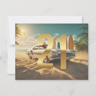 Voiture de sport vintage plage tropicale 21e anniv