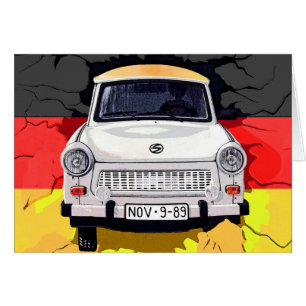 Voiture de Trabant et drapeau allemand, mur de