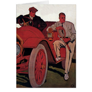 Voiture décapotable ancienne hommes de transport v