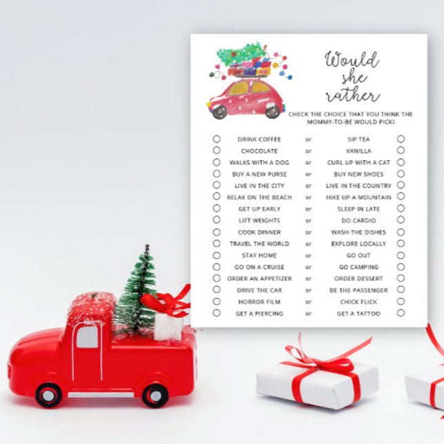 Voiture d'hiver - Jeu de Baby Shower Préférerait-E (Créateur téléchargé)