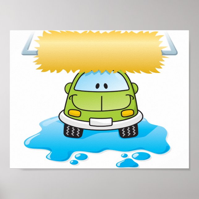 Voiture Drôle Dans Une Poster De Lavage De Voiture (Devant)