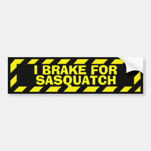 Voiture Je freine pour sasquatch jaune autocollant de prud