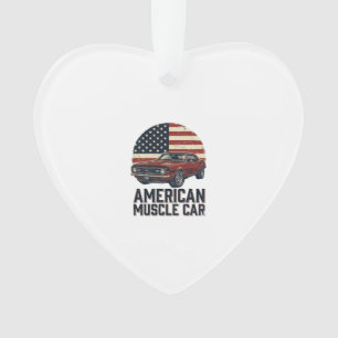 Voiture Musclée Américaine Vintage Flag Chemise De