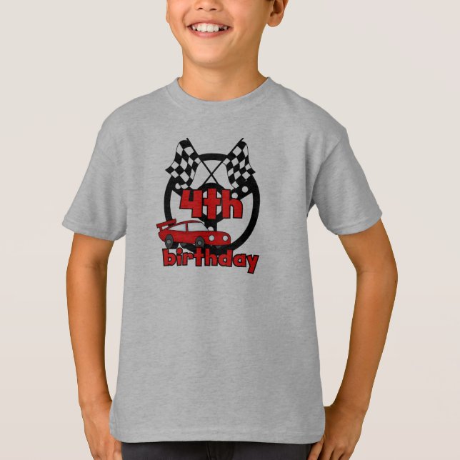 Voiture Racing 4e Anniversaire Tshirts et cadeaux (Devant)