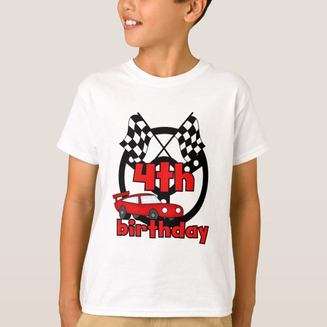 Voiture Racing 4e Anniversaire Tshirts et cadeaux (Devant)