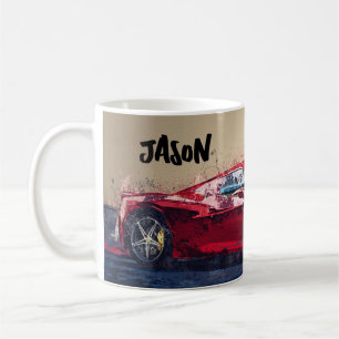 Voiture Red Race Cadeau Personnalisé Café Mug