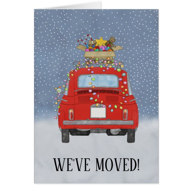 Voiture Retro Fiat 500 Nouveau Faire-part d'adress (Devant)