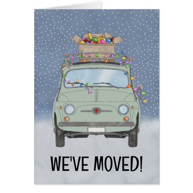 Voiture rétro Nouvelle adresse Faire-part (Devant)