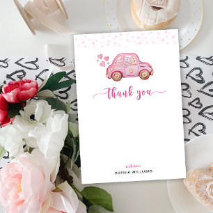 Voiture rose Merci Carte plate