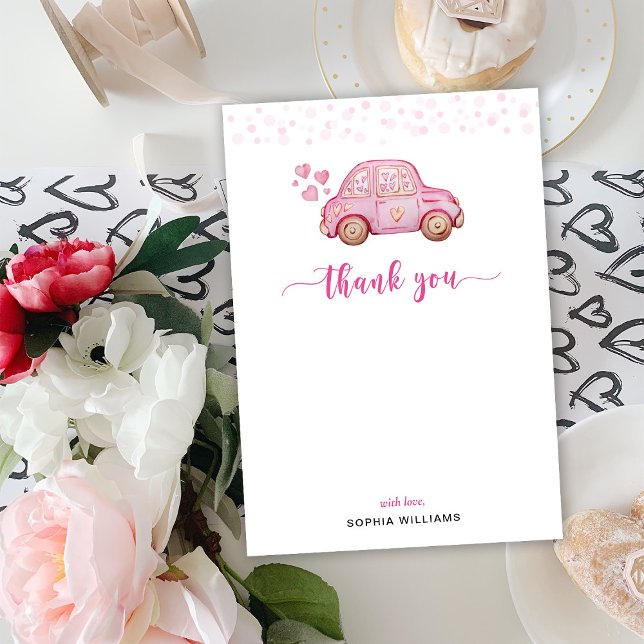 Voiture rose Merci Carte plate (Créateur téléchargé)