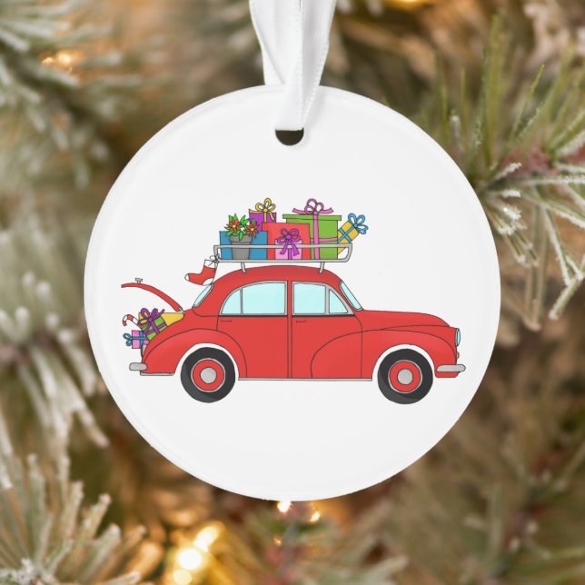 Voiture rouge avec cadeaux de Noël (Arbre)