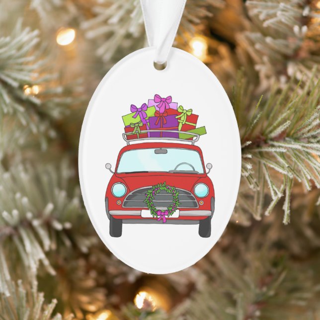 Voiture rouge avec cadeaux de Noël (Arbre)