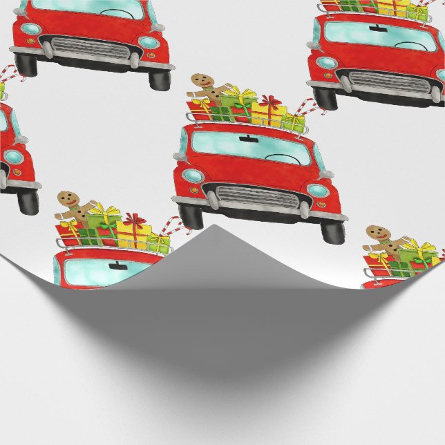 Voiture rouge avec papier cadeau de Noël (Coin)