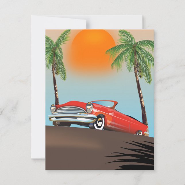 Voiture Rouge Classique vintage Au Paradis (Devant)