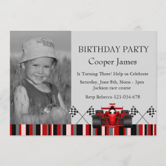 Voiture rouge et noire Invitation d'anniversaire