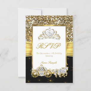 Voiture RSVP Magical Quinceanera Gold Black Horse