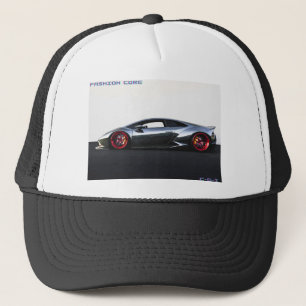 voiture super sport sur casquette noir et blanc