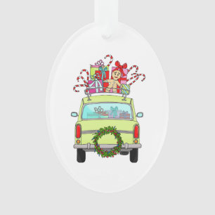 Voiture verte avec cadeaux de Noël