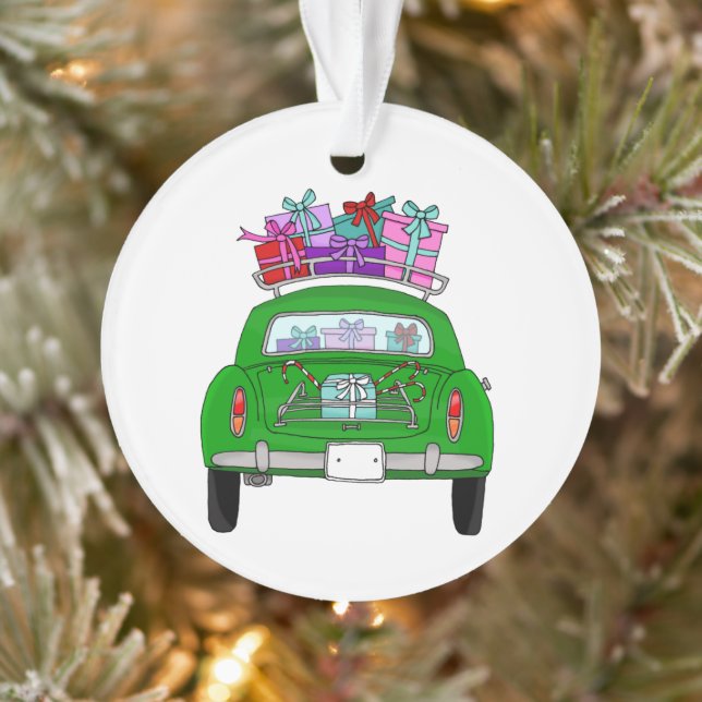 Voiture verte avec cadeaux de Noël (Arbre)