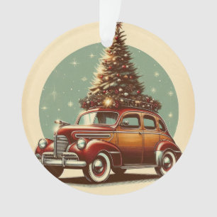 Voiture vintage arbre de Noël Ornement acrylique