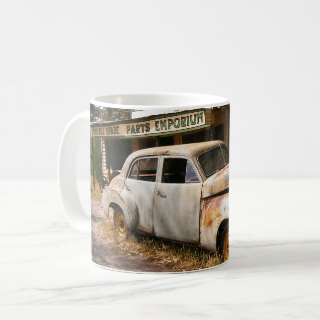 Voiture Vintage Et Garage, Café Mug (Devant gauche)