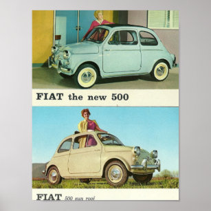 Voiture Vintage Fiat 500 en Italie Poster   rétro 