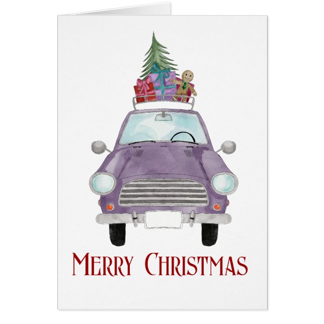 Voiture Violet avec cadeaux de Noël (Devant)
