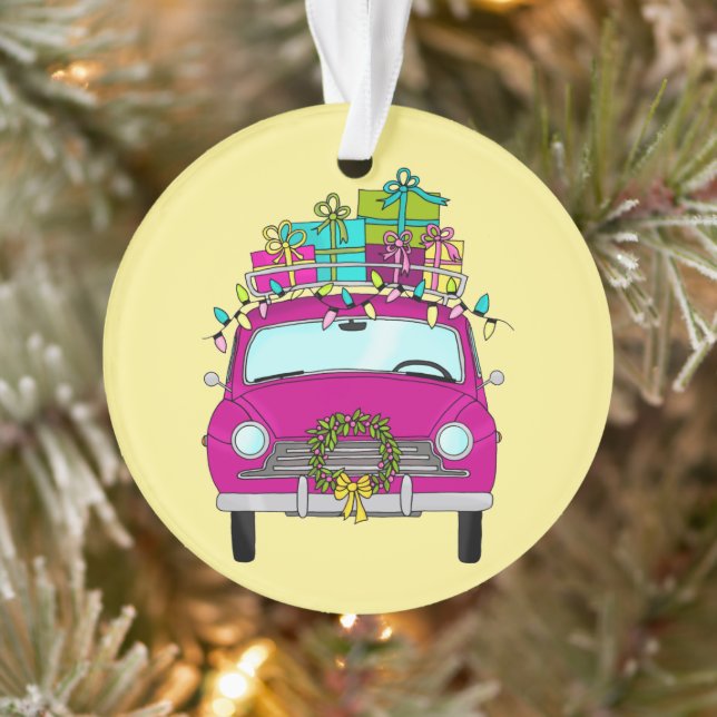Voiture violette avec cadeaux de Noël (Arbre)