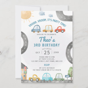 Voitures Anniversaire Fête Invitation Thème de tra