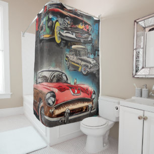 Voitures classiques Abstraites Rideau de douche de