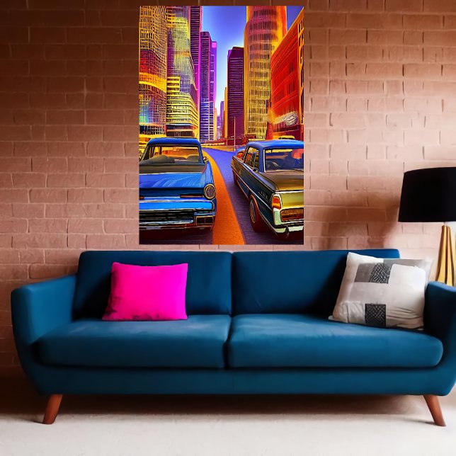 Voitures dans la ville | AI Art Poster (Créateur téléchargé)