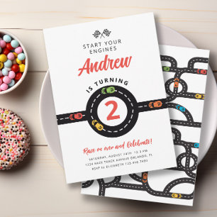 Voitures de course Boys Invitation 2e anniversaire